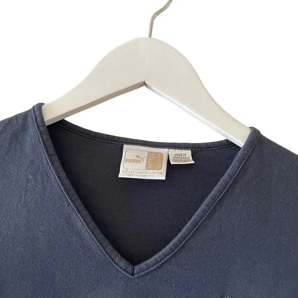 Puma Navy Solid Color V-Neck Basic Essential Mini… - image 2